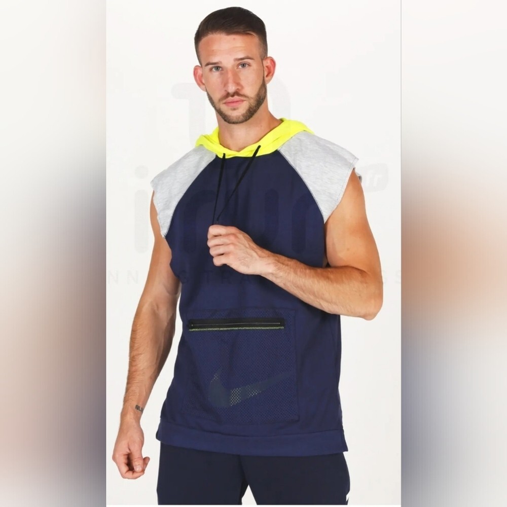 NEW Nike Men's Sleeveless Hoodie Fleece Sweater Hooded Training Workout Medium